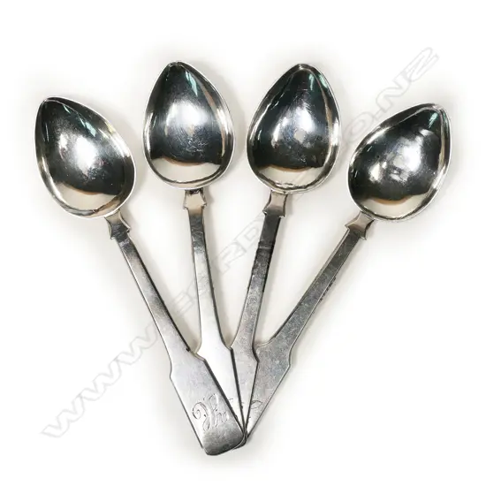 William Nettleship (Whanganui) set of four silver teaspoons,